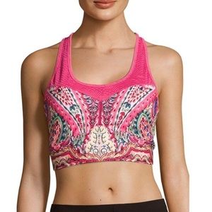 FIRM PRICE Nanette Lepore Play Carousel Sports Bra Paisley Pink XS